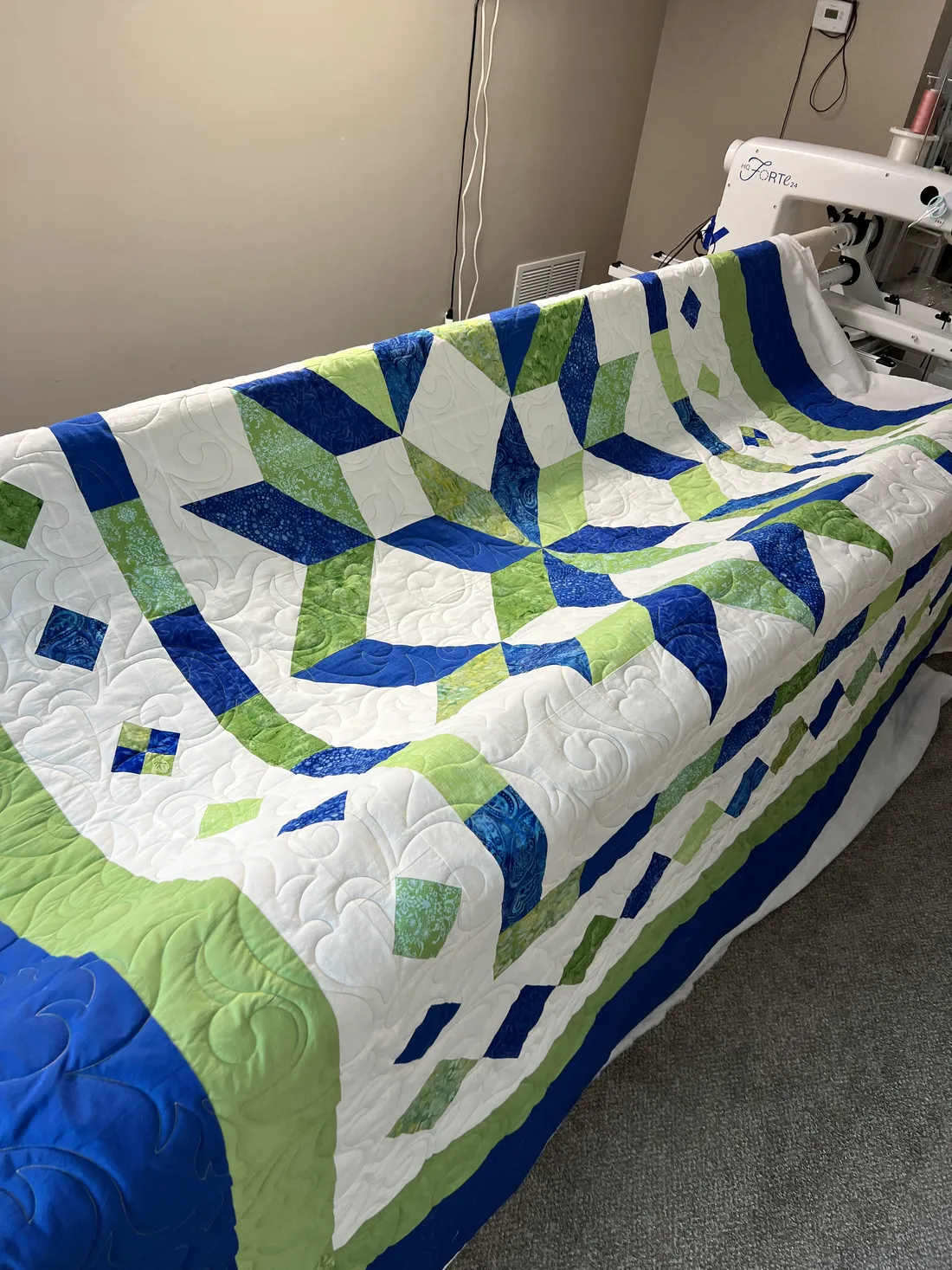 Finished Quilt Top on Longarm